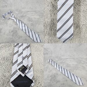 Ermenegildo Zegna Tie Mens Silk Blue Brown Peach Striped Necktie Made in Italy